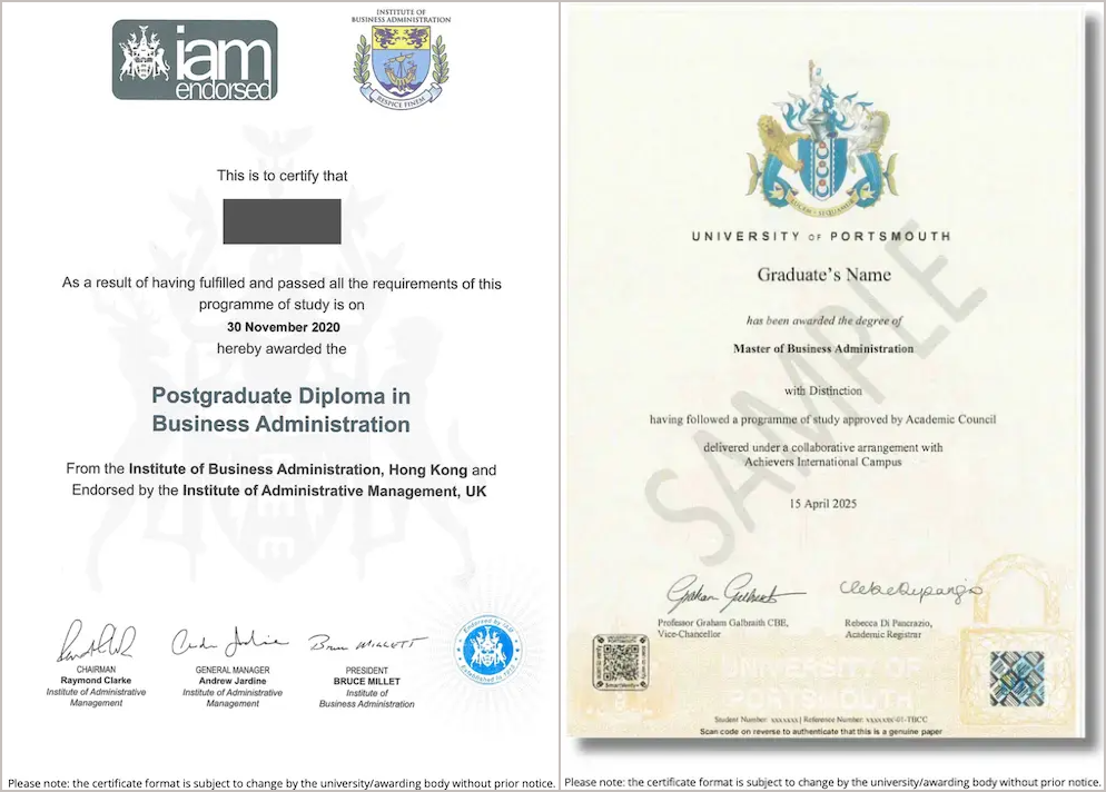 MBA (top-up) – Portsmouth Certificate