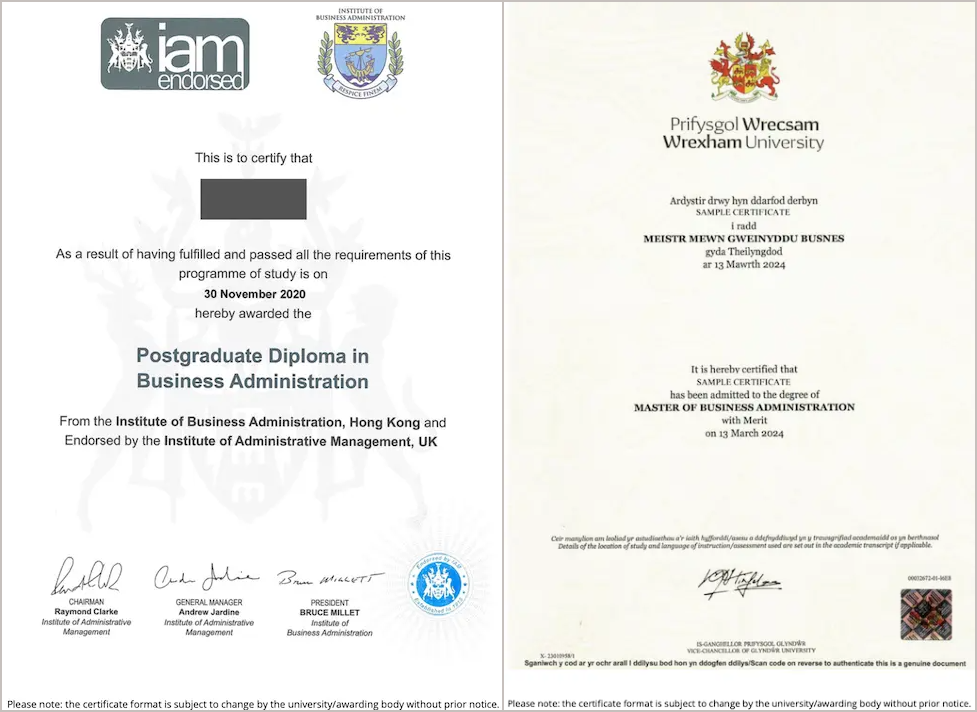 MBA (top-up) – Wrexham Certificate